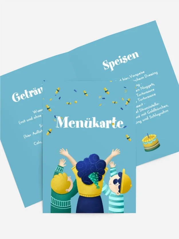 Menükarte Geburtstag Feiertagskonfetti