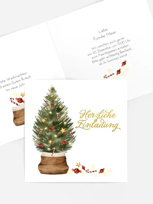 Einladung Weihnachten Üppiger Weihnachtsbaum