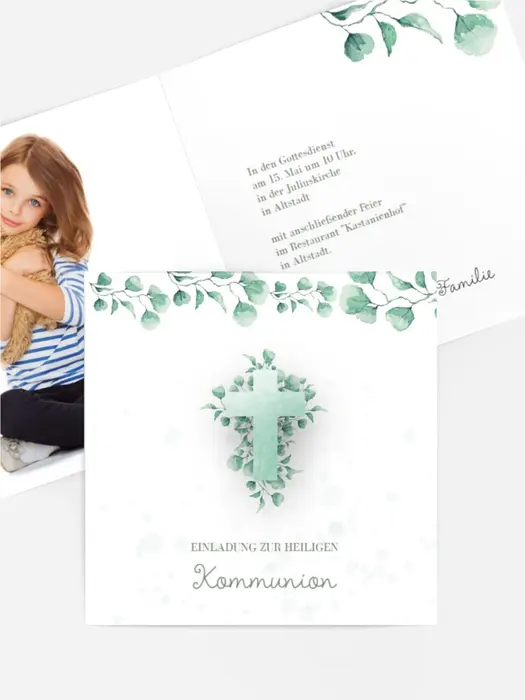 Einladungskarte Kommunion Frühlingstag