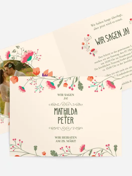 Hochzeitseinladung Lebendiger Blumenstrauß