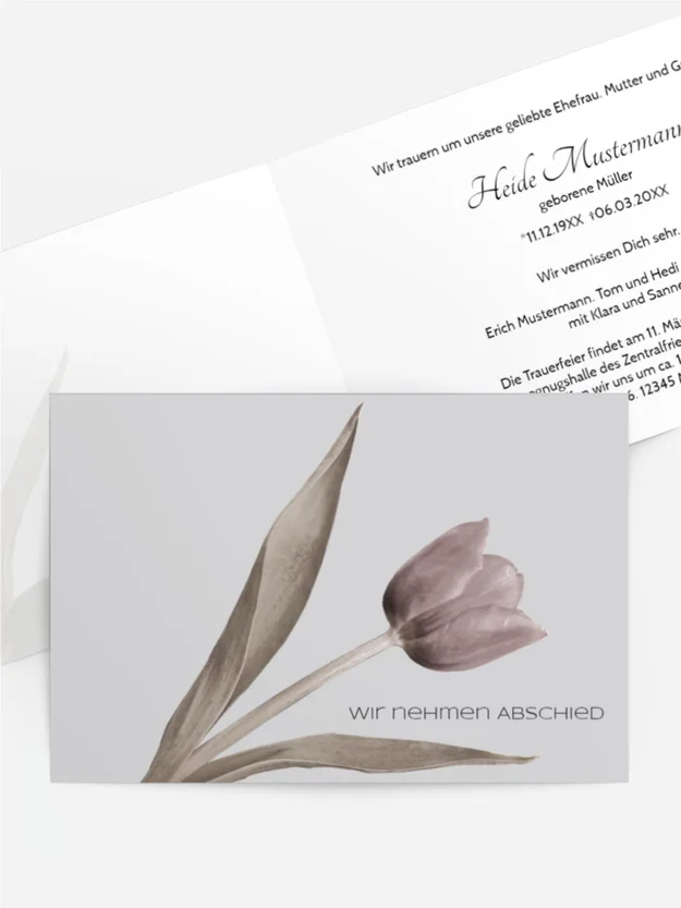 Trauerkarte Tulpe quer Trauerkarte Tulpe quer