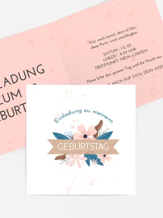 Geburtstagseinladung Farbe fallen