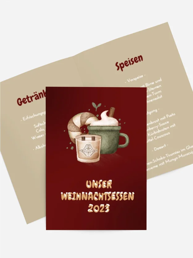 Menükarte Weihnachten Roter Kranz