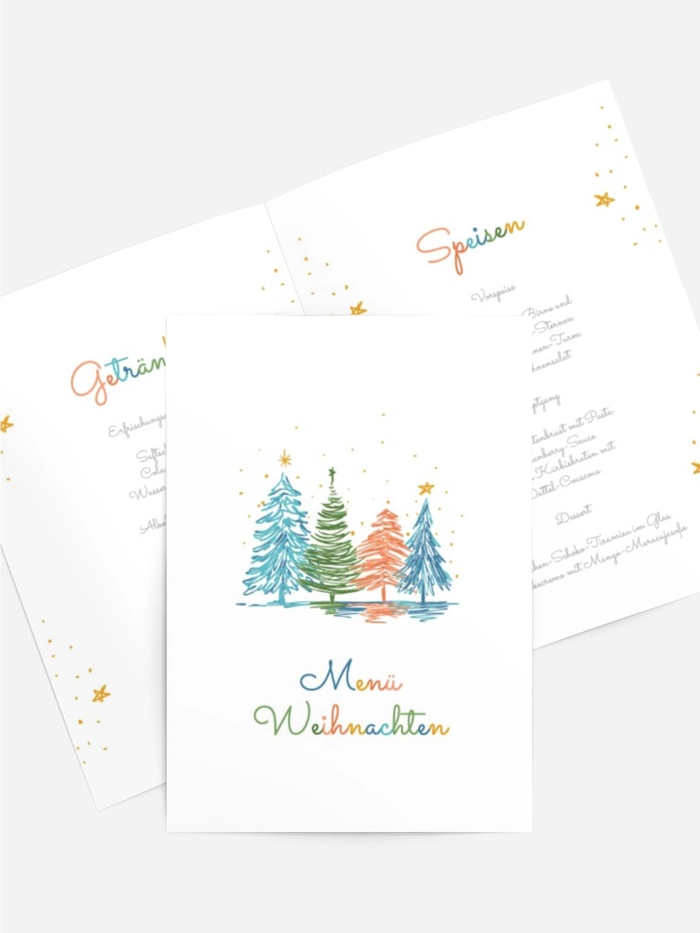 Menükarte Weihnachten Bunte Zweige Menükarte Weihnachten Bunte Zweige