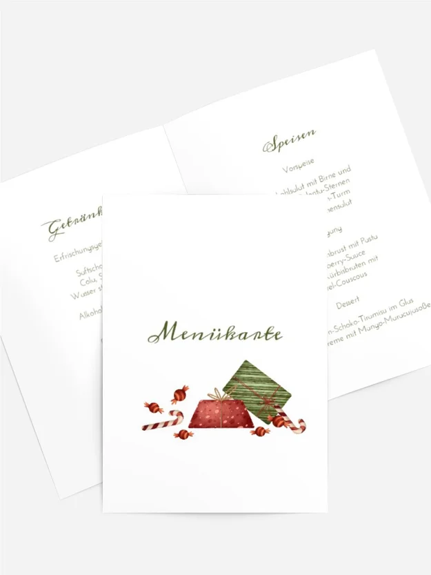 Menükarte Weihnachten Geschenkboom Menükarte Weihnachten Geschenkboom