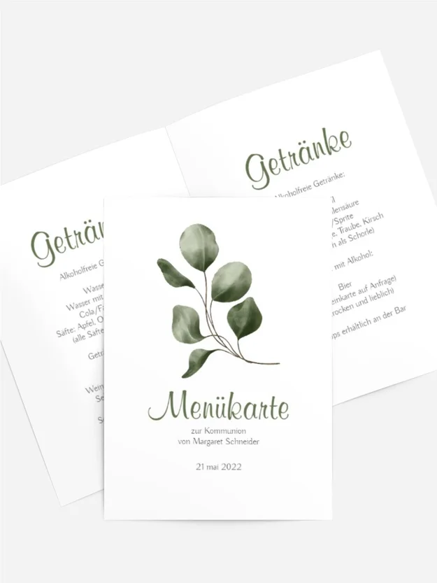 Menükarte Kommunion Weg des Kreuzes