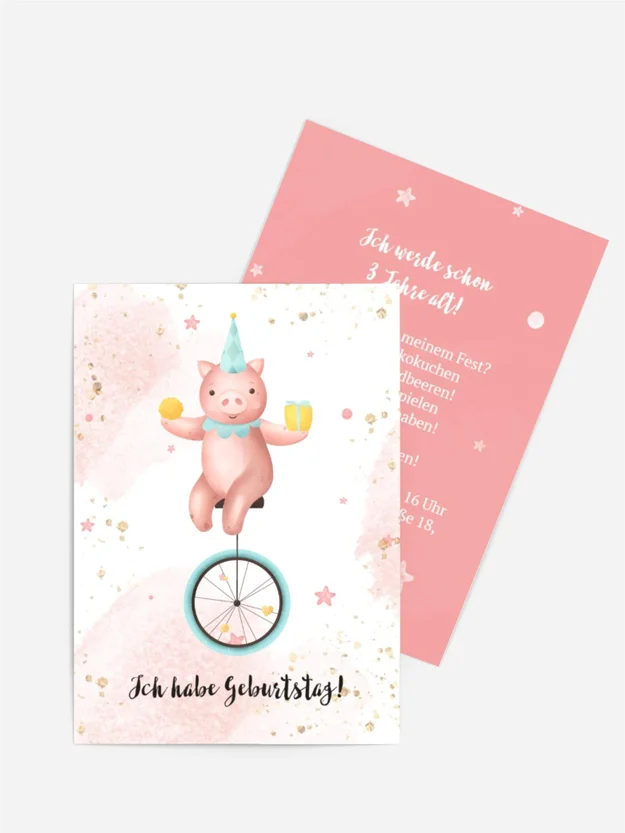 Geburtstagseinladung Zirkus-Ferkel