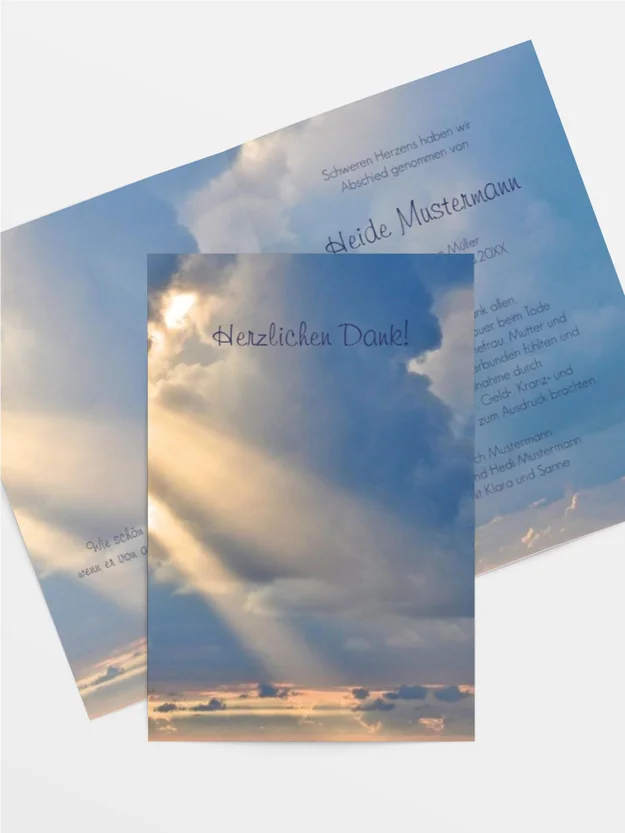 Trauerdanksagung Himmel hoch