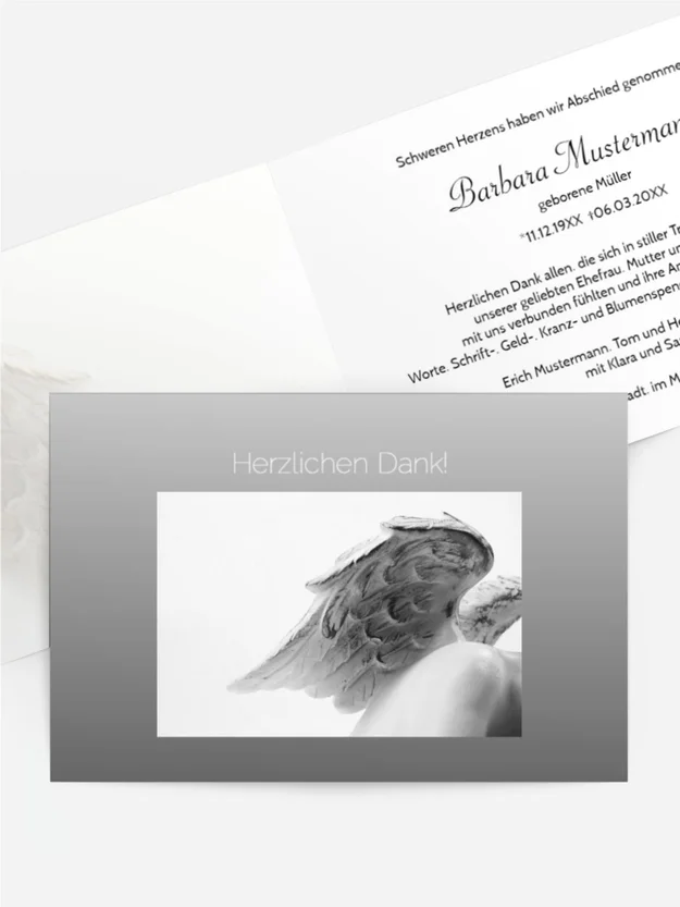 Trauerdanksagung Engel quer