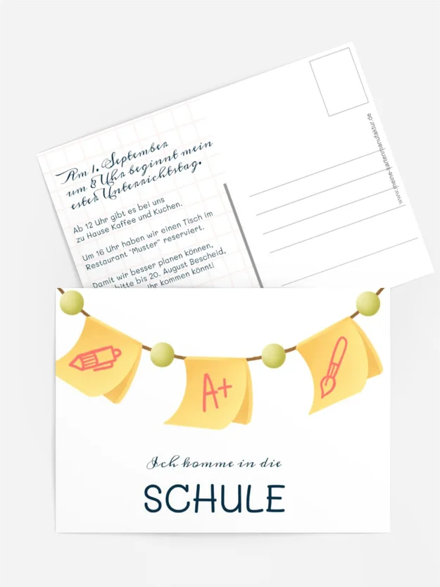 Einladungskarte Einschulung Schulkuchen