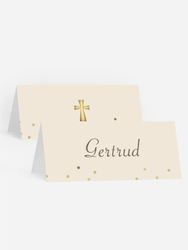 Tischkarte Konfirmation Goldene Elemente