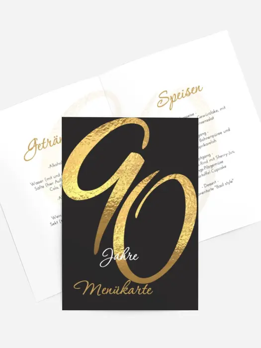 Menükarte Geburtstag In goldenen Jahren