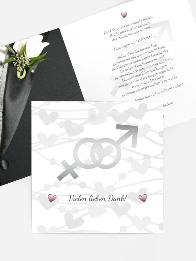 Dankeskarte Hochzeit "Im Zeichen der Liebe"