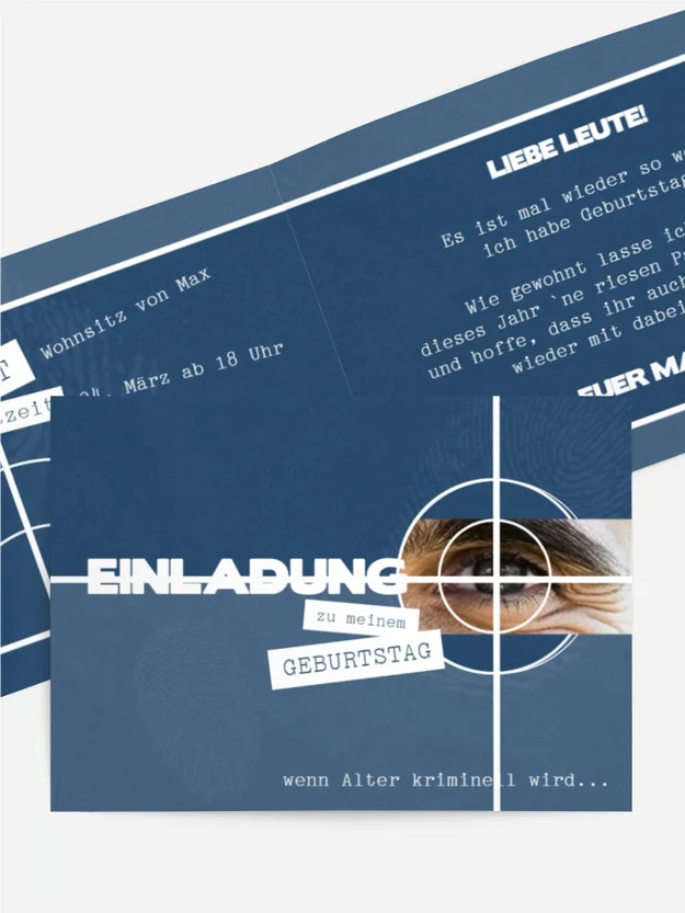 Einladungskarte zum Geburtstag Krimi