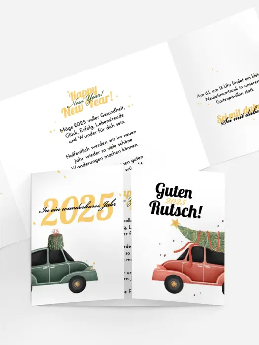 Neujahrskarte Weihnachtsauto