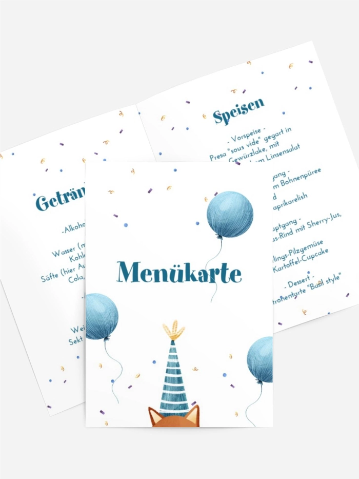 Menükarte Geburtstag Katzenpartys