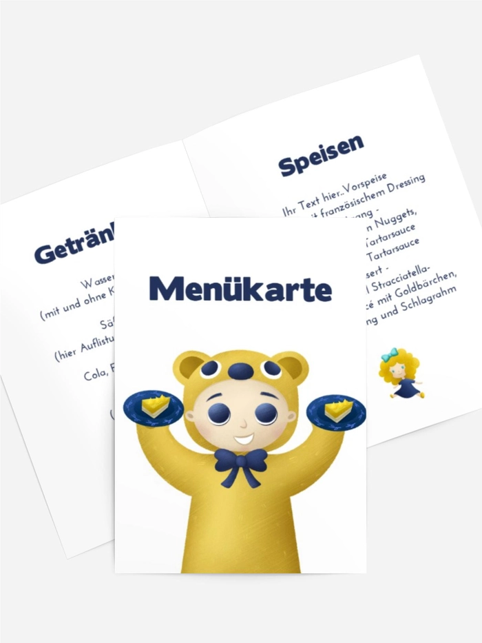 Menükarte Geburtstag Teddybär feiert