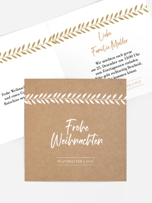 Einladung Weihnachten Blattgirlande