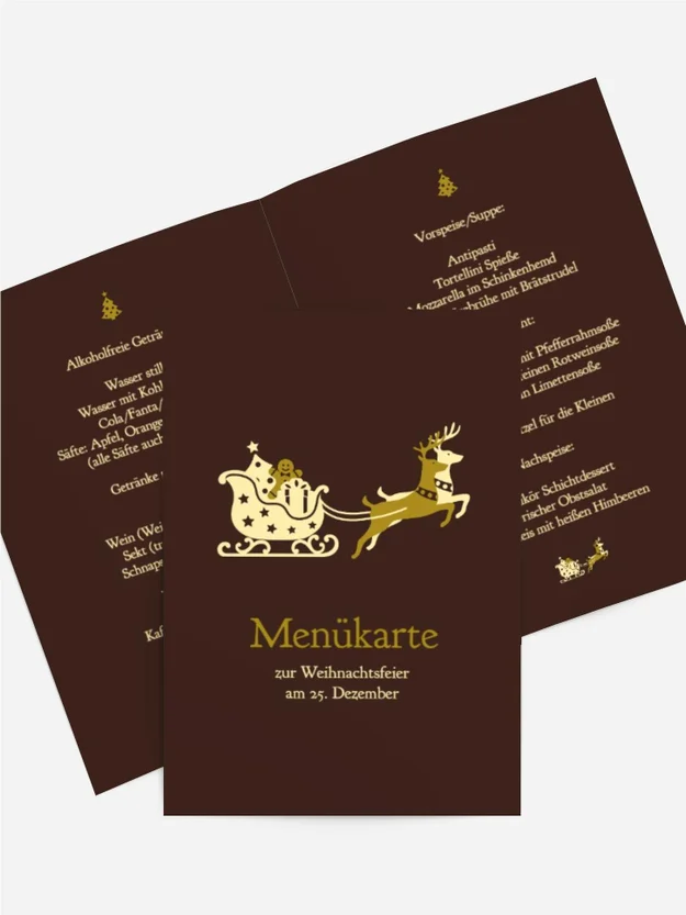 Menükarte Weihnachten Kutsche