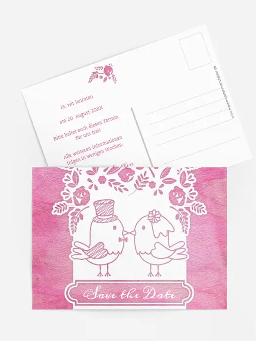 Save the Date Karte zur Hochzeit Vogelpaar
