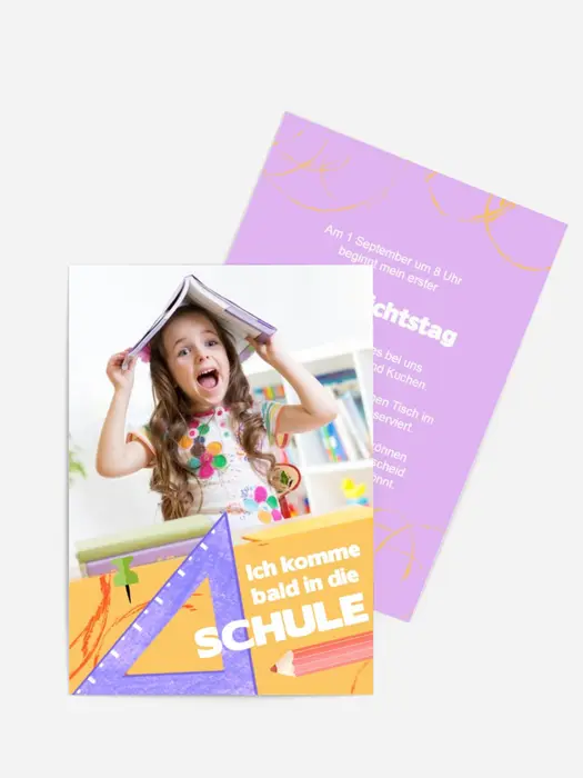 Einladungskarte Einschulung Geodreieck 2