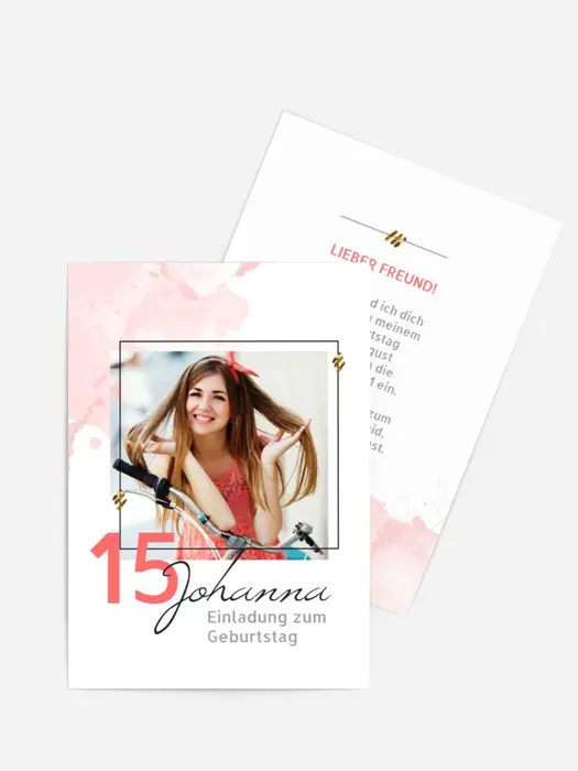 Geburtstagseinladung rosa Wölkchen