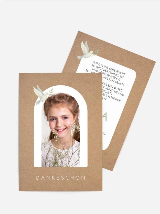 Dankeskarte Firmung Weißer Vogel