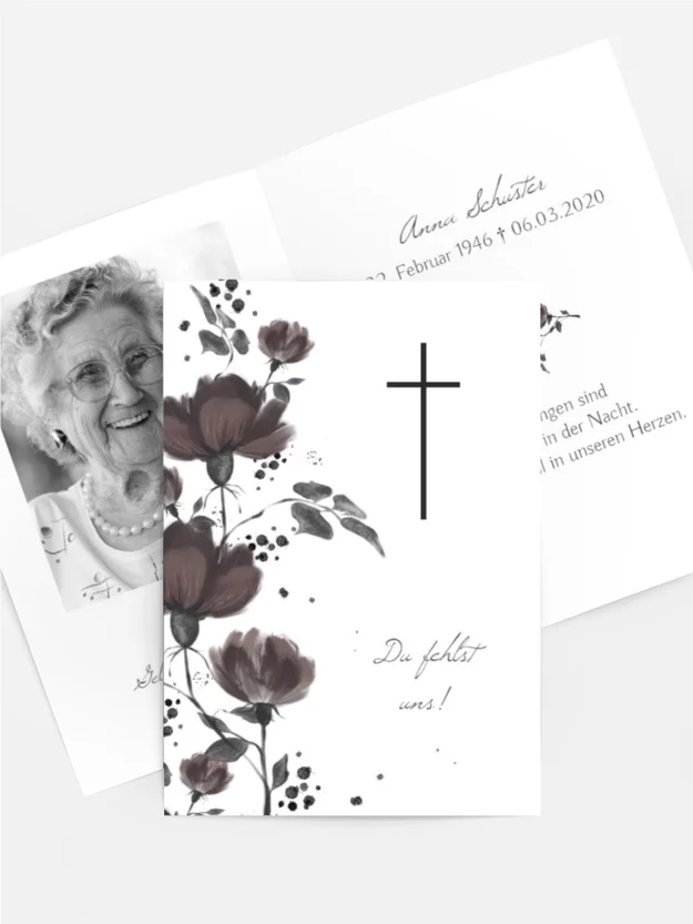 Sterbebildkarte Blumenfreundin