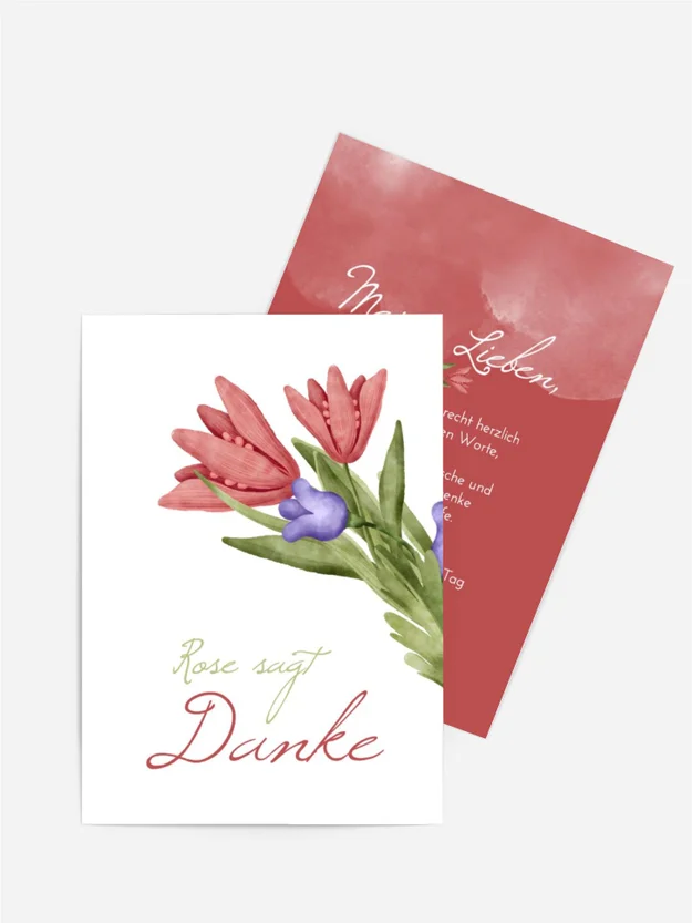 Dankeskarte Taufe Kranz aus Blumen