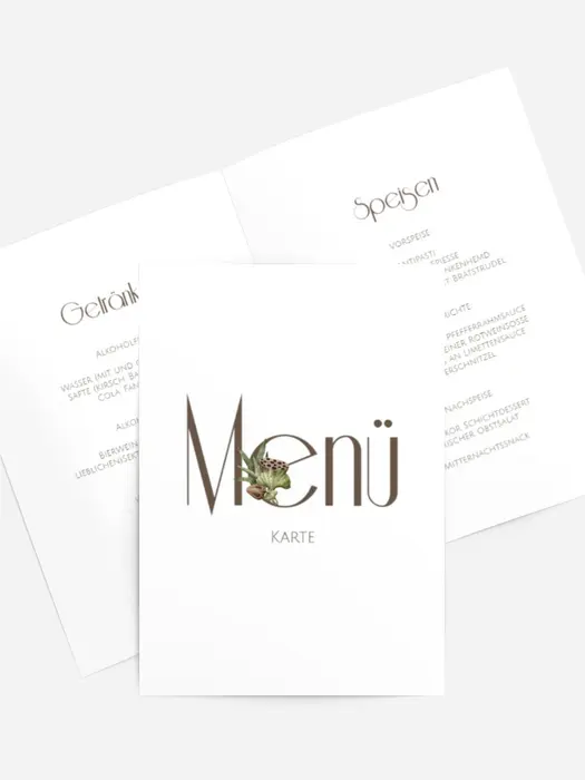 Menükarte Taufe Blattbuchstaben