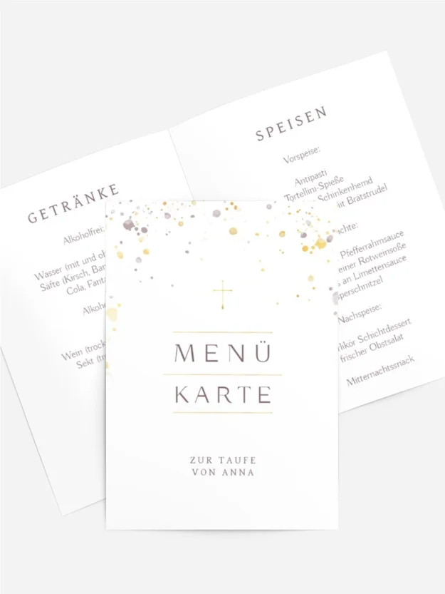 Menükarte Taufe Tauffest