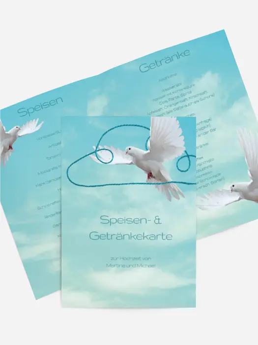 Menükarte Hochzeit Auf Wolke sieben