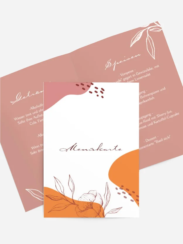 Menükarte Geburtstag einfaches Blumenbeet