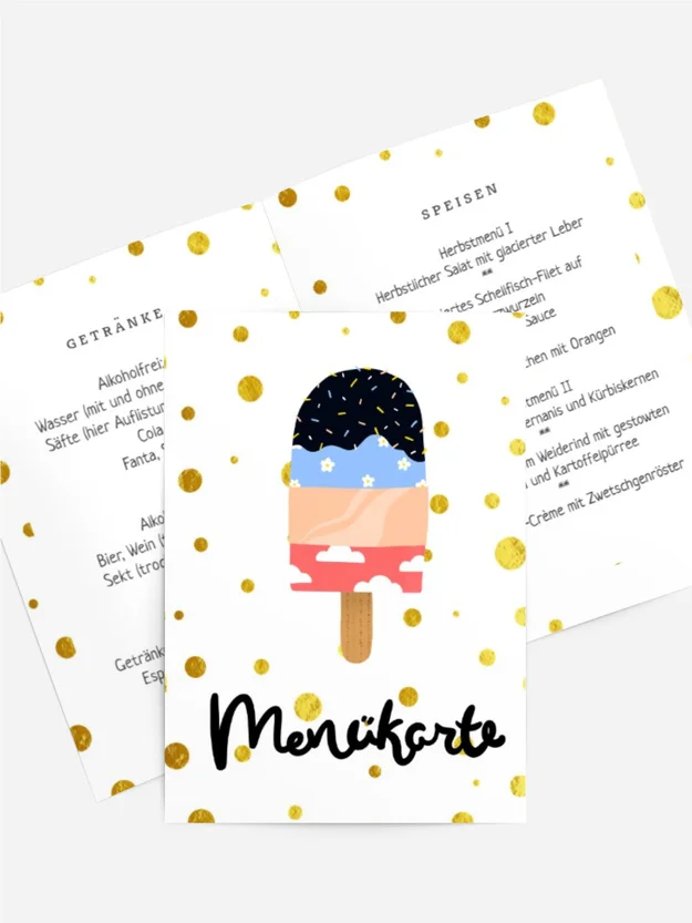 Menükarte Geburtstag  Eis