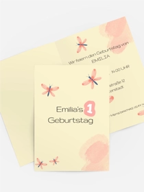 Einladungskarten 1. Geburtstag Libelle