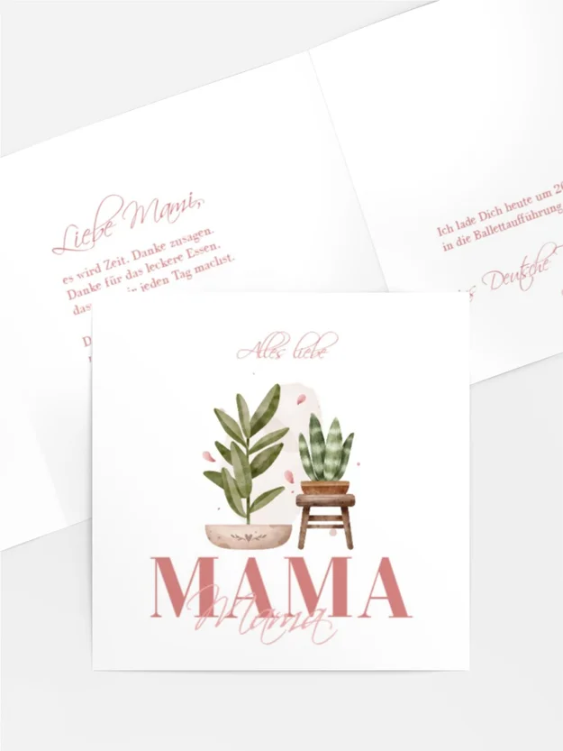 Grußkarte zum Muttertag Zimmerpflanzen Grußkarte zum Muttertag Zimmerpflanzen