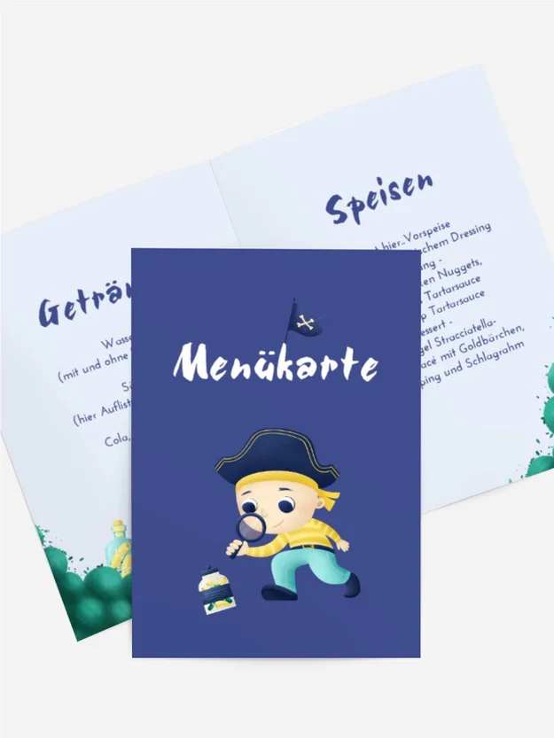 Menükarte Geburtstag Piratenschätze