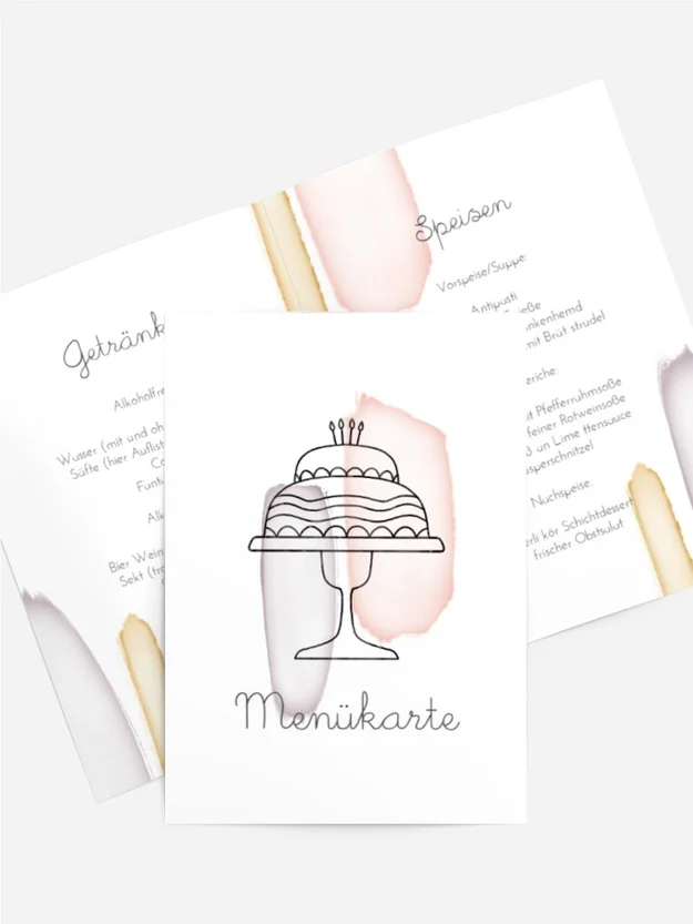 Menükarte Geburtstag Aquarell-Überraschung