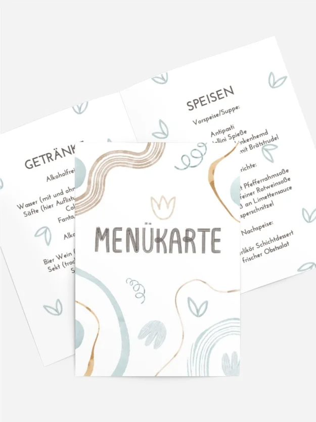 Menükarte Geburtstag Pastelltöne Menükarte Geburtstag Pastelltöne