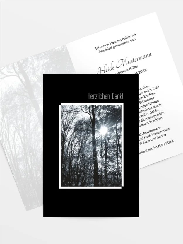 Trauerdanksagung Wald hoch