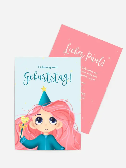 Geburtstagseinladung Junge Zauberin