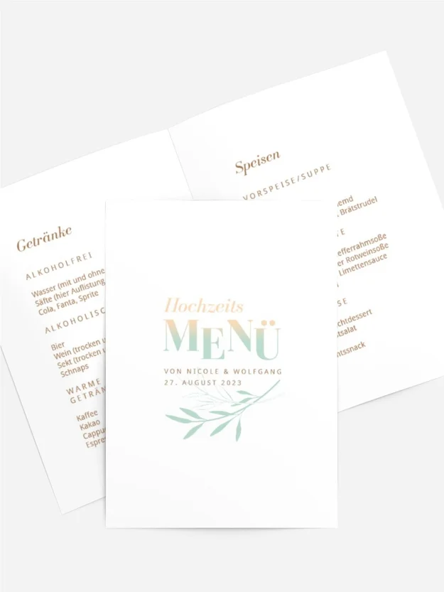 Menükarte Liebe Invertiert