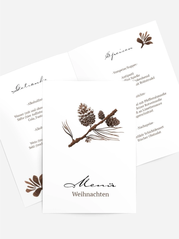 Weihnachtsmenükarte Tannenzapfen