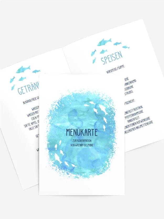 Menükarte Konfirmation Blaue Lagune