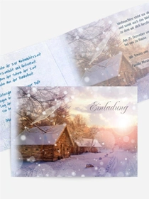 Weihnachtseinladung Privat Schneehütte