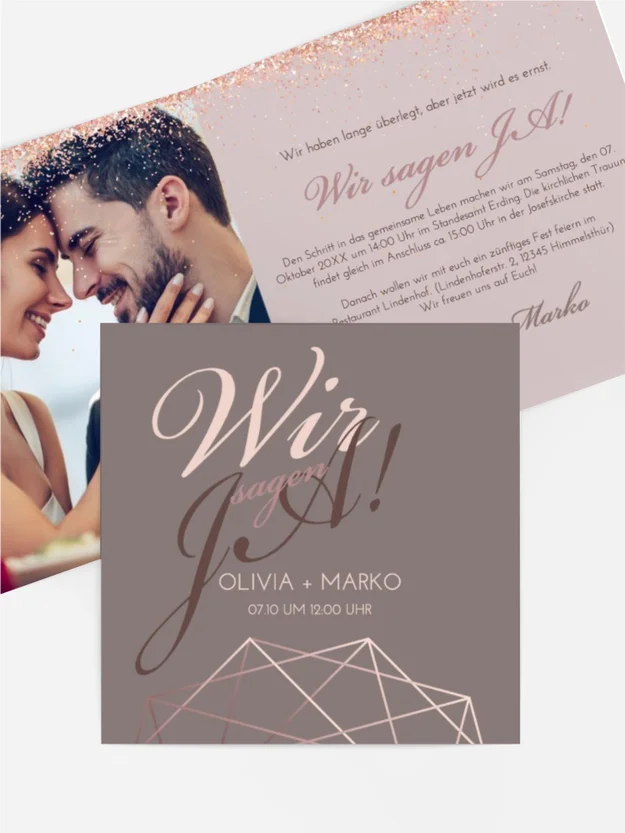 Hochzeitseinladung Geometrie in Gold Hochzeitseinladung Geometrie in Gold