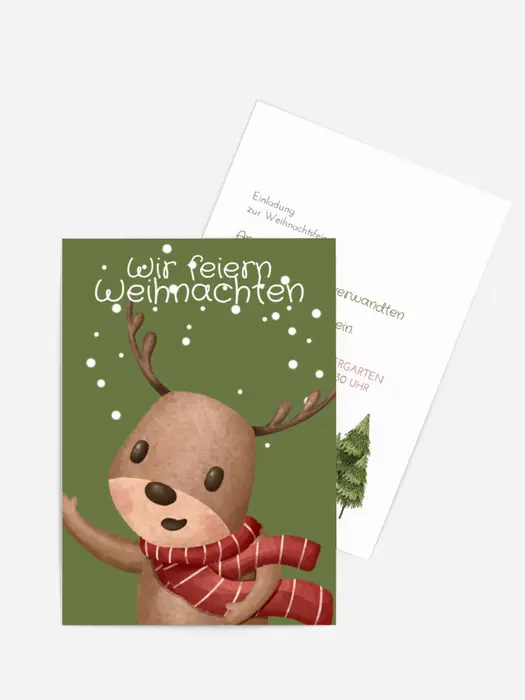 Einladung Weihnachten Rentier Weihnachten