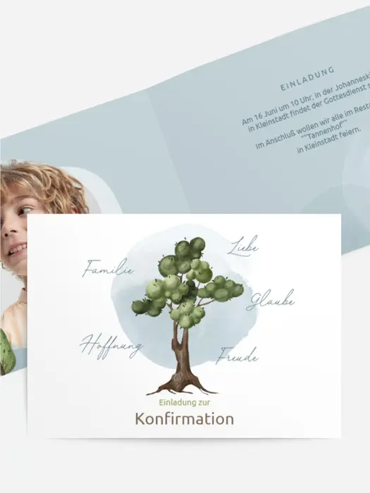 Einladungskarte zur Konfirmation natur