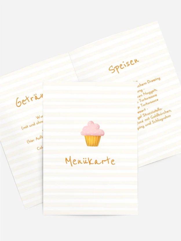 Menükarte Geburtstag Überraschungs-Cupcake