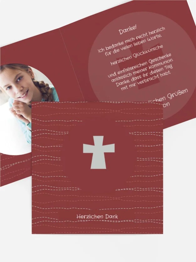 Dankeskarte Kommunion_Wellen Kreuz